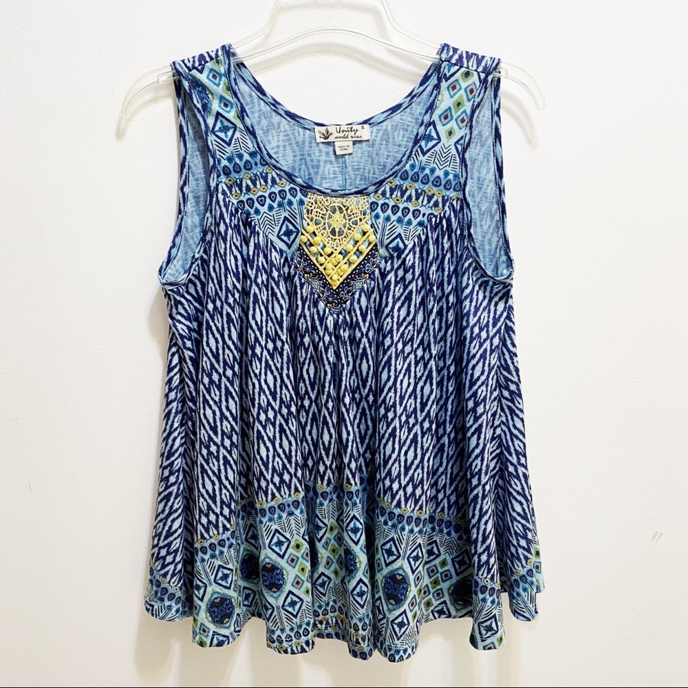 Unity World Wear Ikat Boho Tank Top S